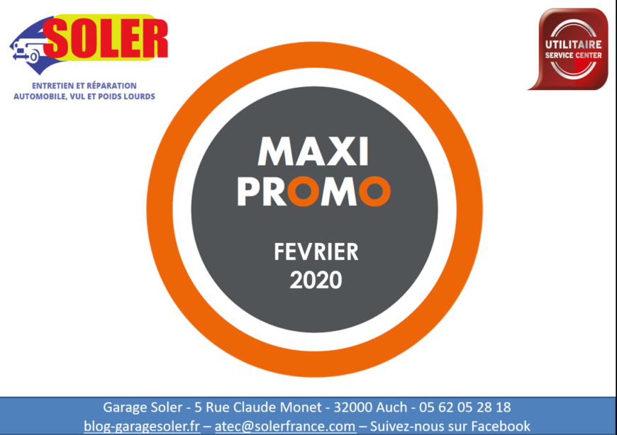 Promotions au Garage Soler Janvier 2020