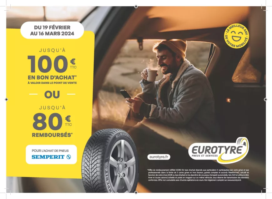 Profitez de l’offre Semperit jusqu’à 100€ en bon d’achat* ou jusqu’à 80€* remboursés pour l’achat de pneus Semperit.